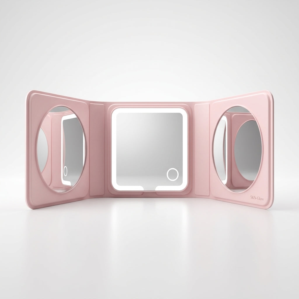 Portable Three-Fold LED Mirror