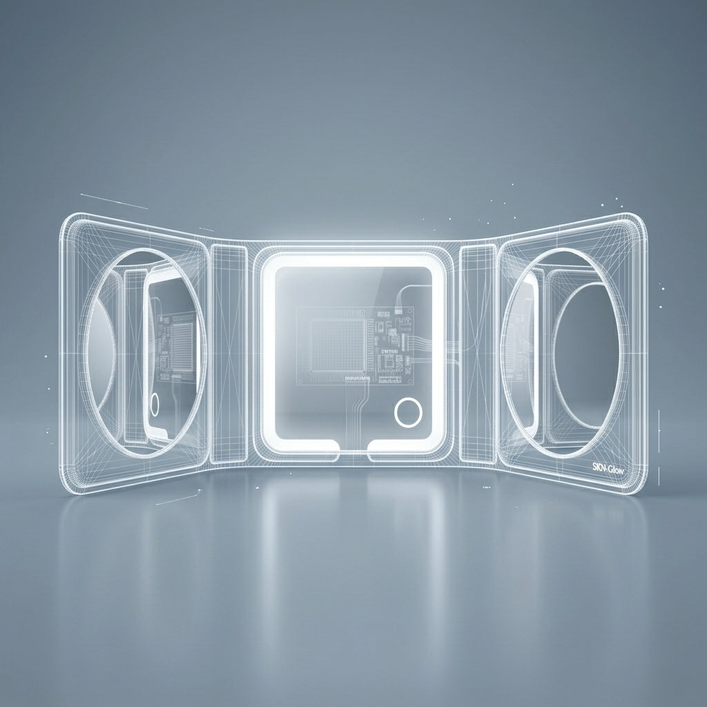 Portable Three-Fold LED Mirror